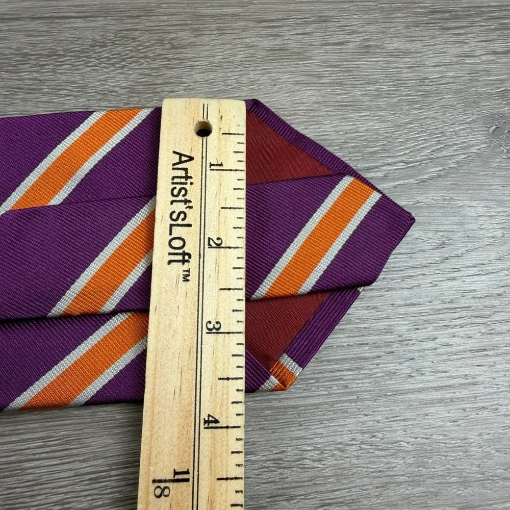 Polo Ralph Lauren Mens VTG Silk Tie Striped Purple Orange White OS